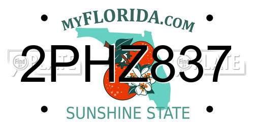 2PHZ837 Florida License Plate
