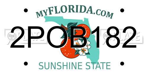 2POB182 Florida License Plate