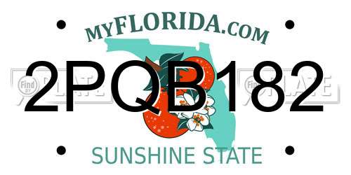2PQB182 Florida License Plate