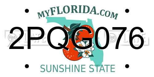 2PQG076 Florida License Plate