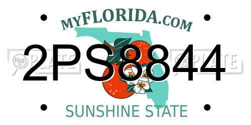 2PS8844 Florida License Plate