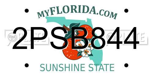 2PSB844 Florida License Plate