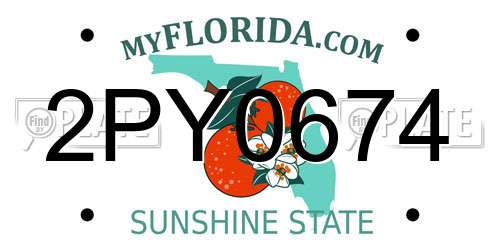 2PY0674 Florida License Plate