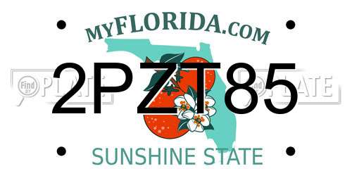 2PZT85 Florida License Plate