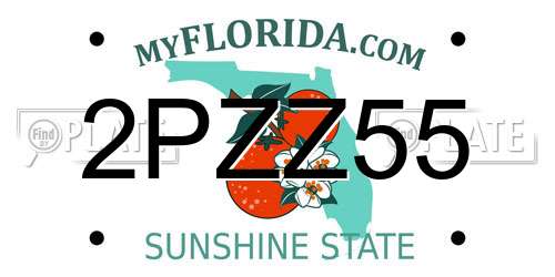 2PZZ55 Florida License Plate