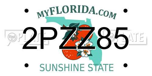 2PZZ85 Florida License Plate