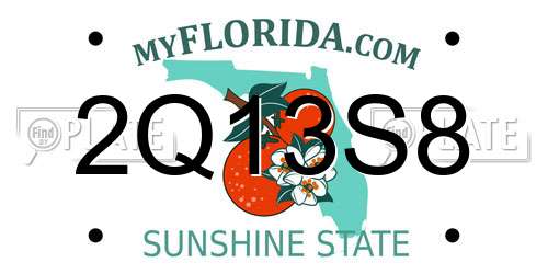 2Q13S8 Florida License Plate