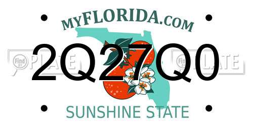 2Q27Q0 Florida License Plate