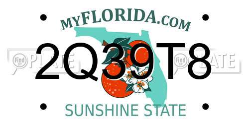 2Q39T8 Florida License Plate