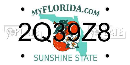 2Q39Z8 Florida License Plate