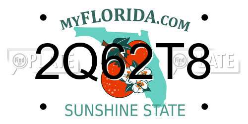 2Q62T8 Florida License Plate