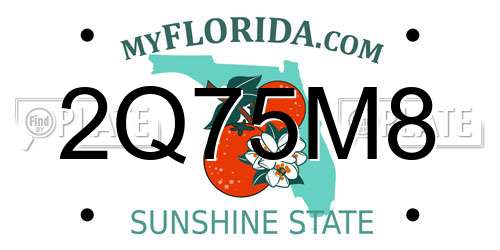 2Q75M8 Florida License Plate