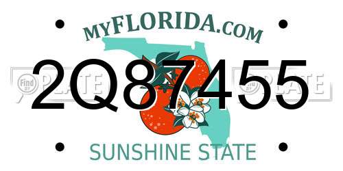 2Q87455 Florida License Plate