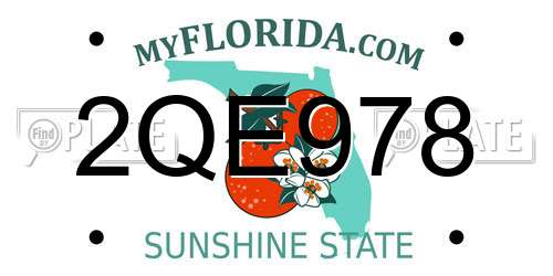 2QE978 Florida License Plate