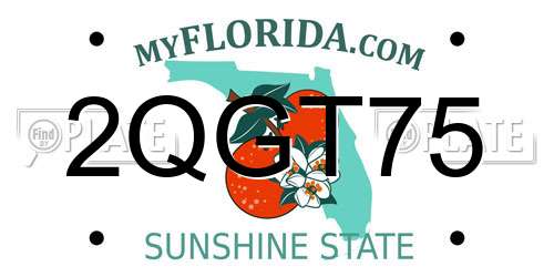 2QGT75 Florida License Plate
