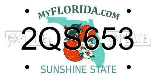 2QS653 Florida License Plate