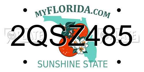 2QSZ485 Florida License Plate