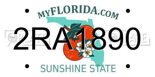 2RA1890 Florida License Plate