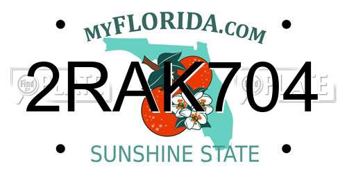 2RAK704 Florida License Plate