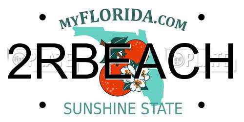 2RBEACH Florida License Plate
