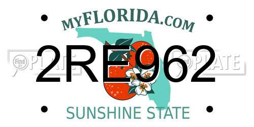 2RE962 Florida License Plate