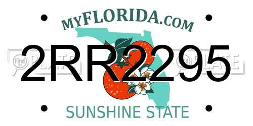 2RR2295 Florida License Plate