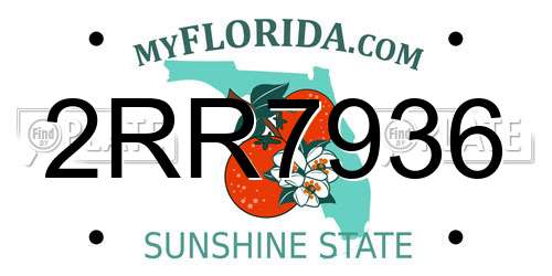 2RR7936 Florida License Plate