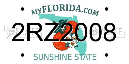 2RZ2008 Florida License Plate