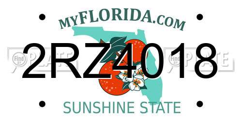 2RZ4018 Florida License Plate