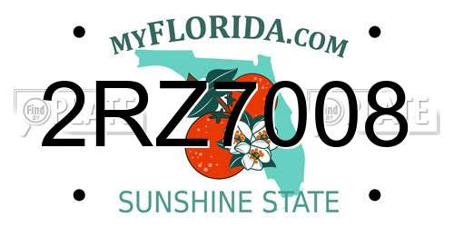 2RZ7008 Florida License Plate