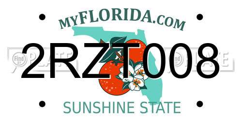 2RZT008 Florida License Plate