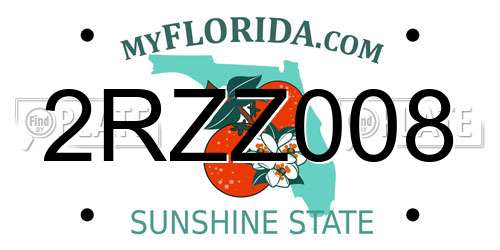 2RZZ008 Florida License Plate