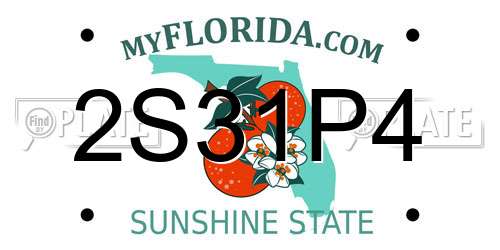 2S31P4 Florida License Plate