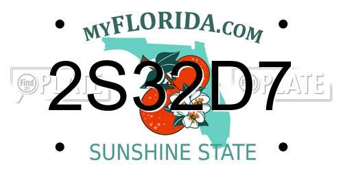 2S32D7 Florida License Plate