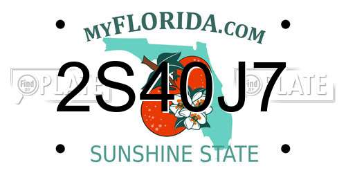 2S40J7 Florida License Plate