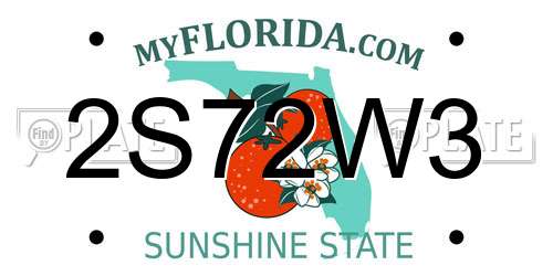 2S72W3 Florida License Plate