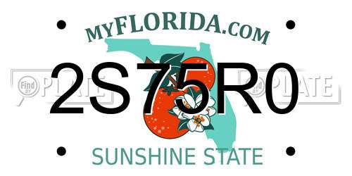 2S75R0 Florida License Plate