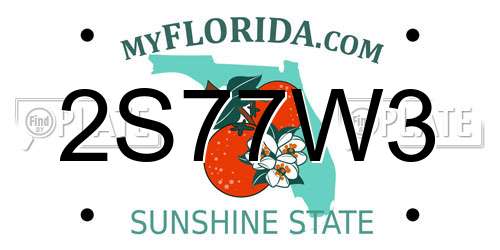 2S77W3 Florida License Plate