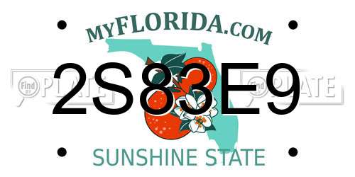 2S83E9 Florida License Plate