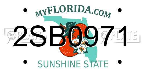 2SB0971 Florida License Plate