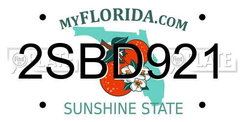 2SBD921 Florida License Plate