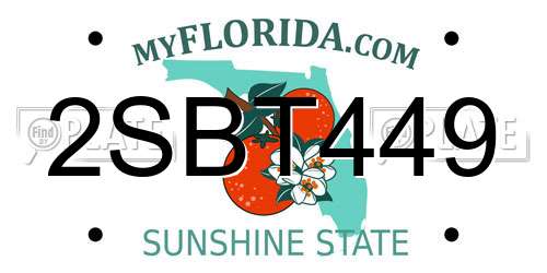 2SBT449 Florida License Plate