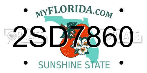 2SD7860 Florida License Plate