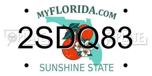 2SDQ83 Florida License Plate