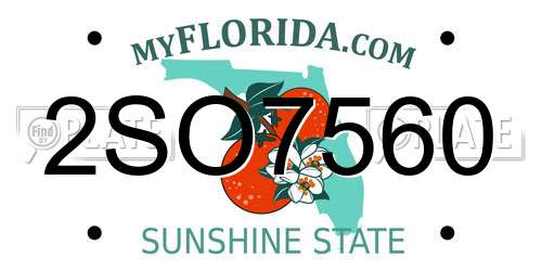 2SO7560 Florida License Plate