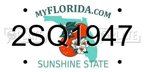 2SQ1947 Florida License Plate