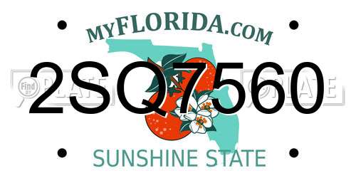 2SQ7560 Florida License Plate