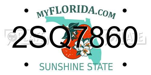 2SQ7860 Florida License Plate