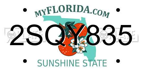 2SQY835 Florida License Plate