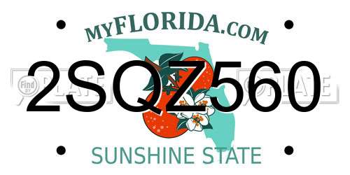 2SQZ560 Florida License Plate